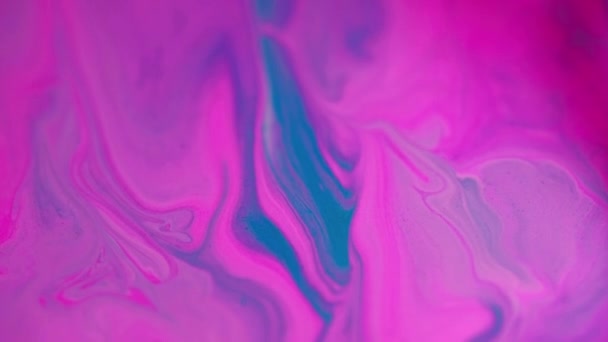 Flüssiges Pigment Tintenmischung Defokussiert Bucht Dekorativ Rosa Blau Farbe Partikel — Stockvideo
