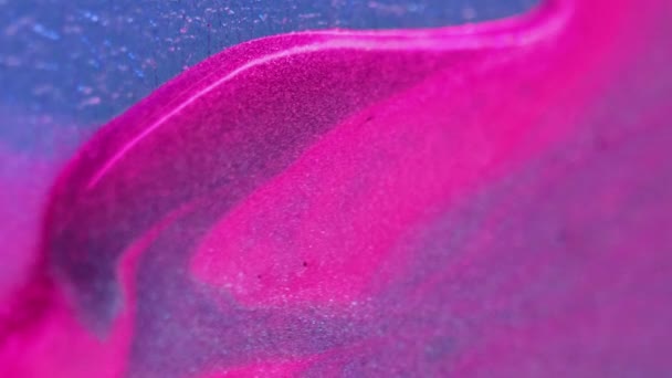 비디오 반짝이 반짝이는 페인트 반짝이는 아크릴 예술에서 퍼지는 부드러운 자주색 — 비디오