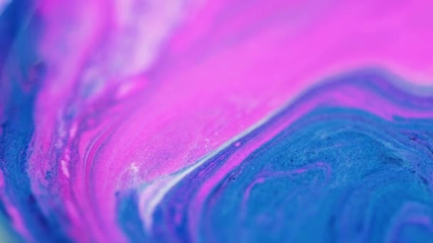 Farbmischung Druckerschwärze Defokussiert Lebhaft Rosa Blau Farbe Glitzern Textur Acryl — Stockvideo