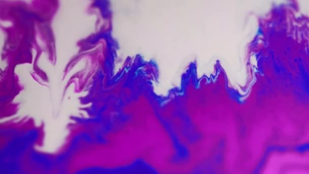 Paint Spill Color Fluid Mix Marble Texture Blur Purple Blue — Stock Video