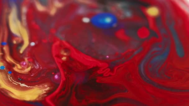 Mürekkep Karışımı Yağlı Sıvı Damlası Bulanık Kırmızı Mavi Parıltılı Pırıl — Stok video