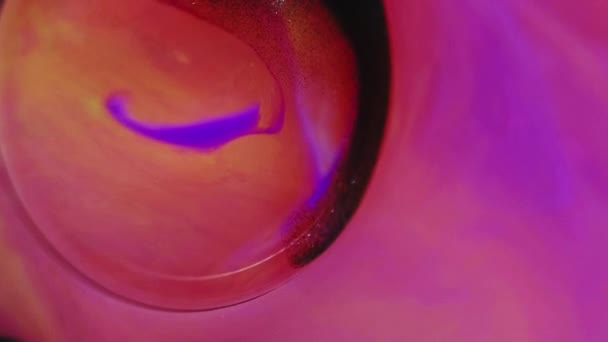 Абстрактный Фон Краска Смесь Пузырей Красочная Жидкость Мерцающая Черная Масляная — стоковое видео