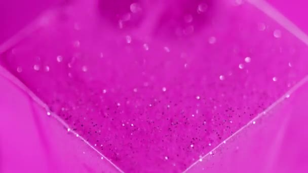 Třpytivý Inkoust Třpytivá Skvrna Bokeh Light Rozostřené Jasně Růžová Barva — Stock video