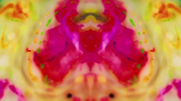 Mélange Peinture Kaléidoscope Encre Fantaisie Fleur Orchidée Défocalisé Jaune Magenta — Video