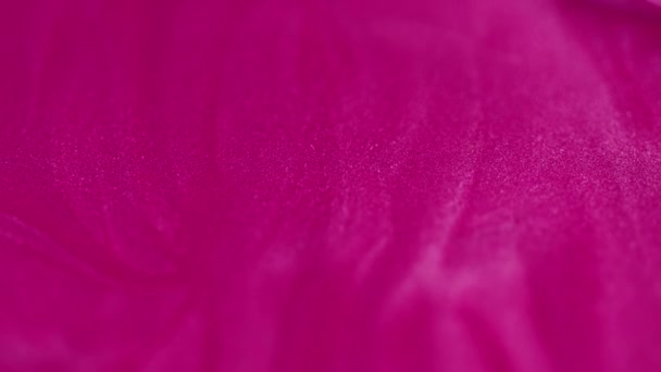 ウェットグリッターテクスチャー ペイントフロー 分解された鮮やかなピンクの輝く粒子液体インク波動アート抽象的な背景 — ストック動画