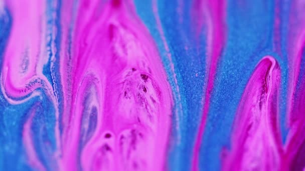 Encre Scintillante Mélange Peinture Déversement Scintillant Défocalisé Étincelant Rose Bleu — Video