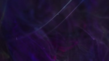 Neon sisi dokusu. Su karışımı boya. Mor mavi renk buharı yağ mürekkebi baloncuğu koyu siyah soyut sanat arka planında yüzüyor.