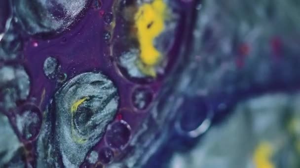 Абстрактный Фон Краска Смесь Пузырей Искусство Игристой Жидкости Мерцающий Металлический — стоковое видео