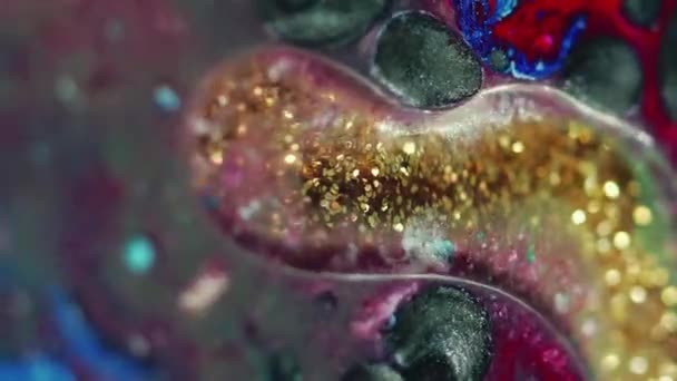 Soyut Arkaplan Boya Baloncukları Köpüklü Sıvı Sanat Işıldayan Metalik Kırmızı — Stok video