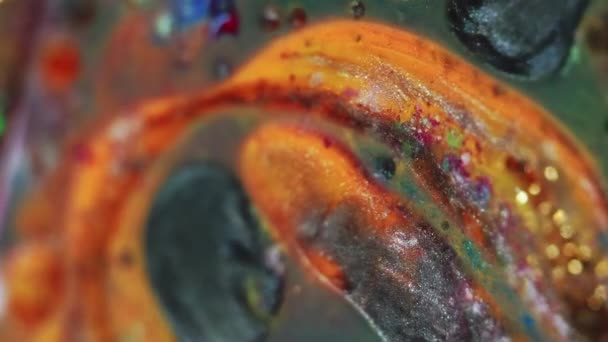 Abstracte Achtergrond Glitter Olie Ontwerp Fantasie Glanzende Mix Transparant Vet — Stockvideo