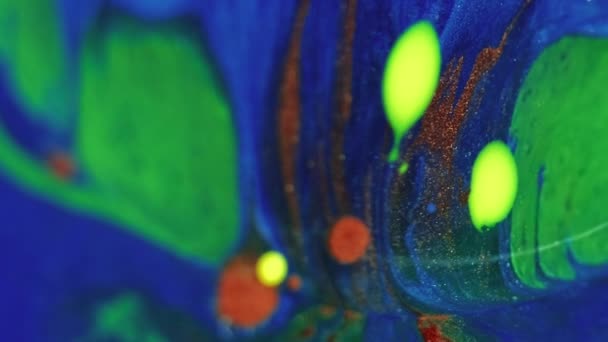 Paint Blend Hintergrund Abstraktes Tintendesign Fantasievolle Flüssigkeit Schimmernder Ölteppich Mit — Stockvideo