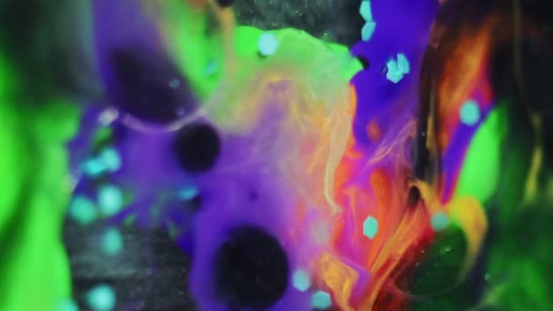 Soyut Arkaplan Boya Karışımı Fantezi Sıvı Sanat Parlak Mor Turuncu — Stok video