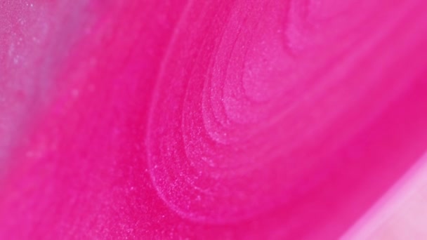 垂直录像 摘要背景 液体油漆 闪闪发光的漆器 尼昂流行的粉色美容美发装饰美容液凝胶波纹运动 — 图库视频影像
