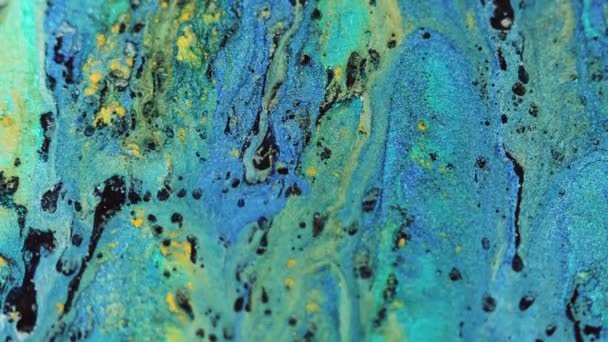 Χρωστικό Μείγμα Φόντου Ροή Υγρού Λαμπερό Κύμα Μπλε Glitter Υφή — Αρχείο Βίντεο