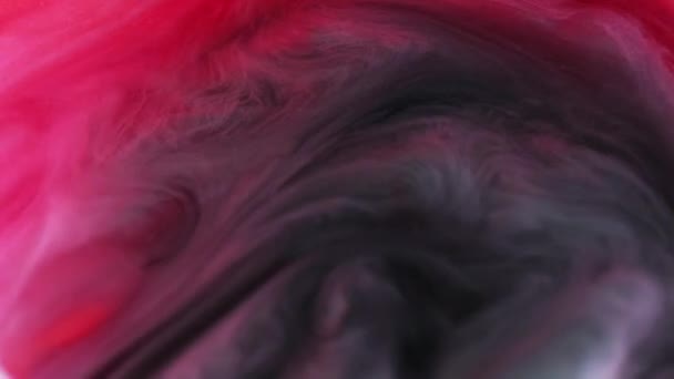 水墨艺术 油漆液体 红黑色白云涡旋流丝丙烯酸混合物螺旋形动态抽象背景 — 图库视频影像