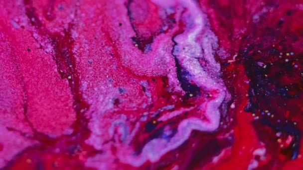 Fondo Abstracto Mezcla Líquida Arte Acrílico Rojo Rosa Azul Blanco — Vídeos de Stock
