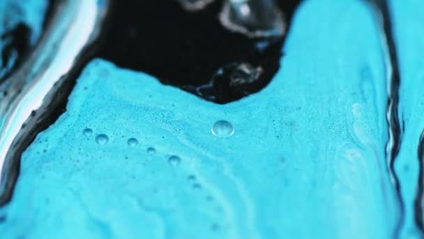 Emulsja Atramentowa Mieszanka Przepływowa Shimmer Nieostre Niebieski Czarny Kolor Kapanie — Wideo stockowe