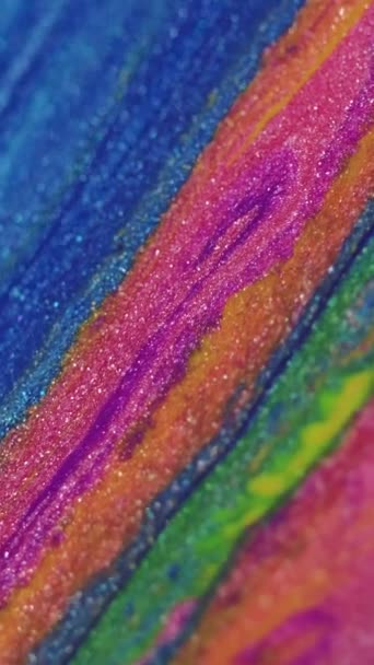 Vidéo Verticale Flux Liquide Scintillant Déversement Peinture Onde Encre Couleur — Video