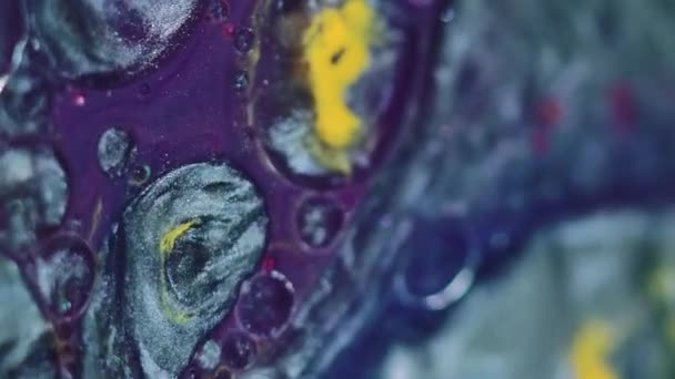 Fundo Abstrato Bolhas Mistura Tinta Arte Fluida Espumante Brilhante Cinza — Vídeo de Stock