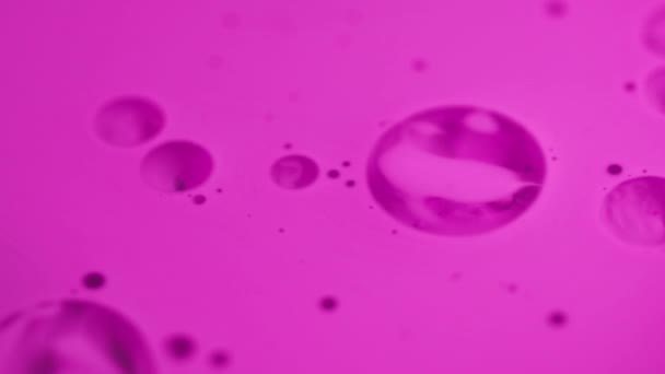 Pink Bubbles Texture Oil Water Paint Blur Vivid Color Shape — Stock Video