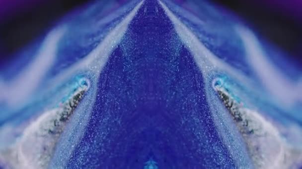 Farbkleckse Pyramidenkaleidoskop Verwischen Neon Blau Lila Weiß Farbe Glänzend Metallisch — Stockvideo