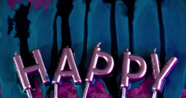 Födelsedagsljus Trevlig Helg Bläck Dropp Festlig Typsnitt Metallic Glänsande Vax — Stockvideo