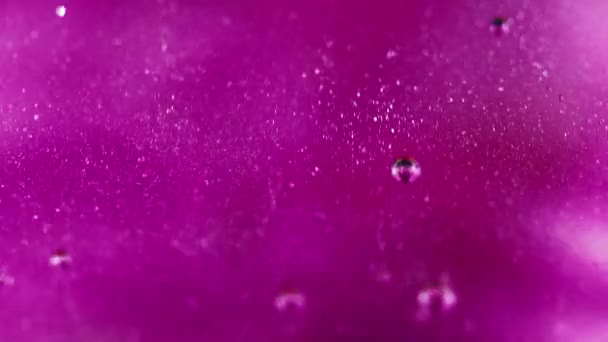 Schimmerndes Gel Ölblasen Defokussiert Neon Rosa Lila Transparent Glatt Glitter — Stockvideo