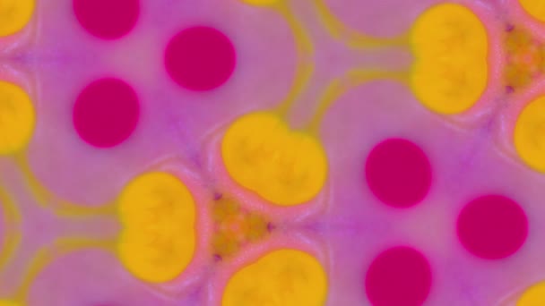 Краска Капли Воды Чернильный Калейдоскоп Молекулярное Украшение Ослабленный Ярко Пурпурный — стоковое видео