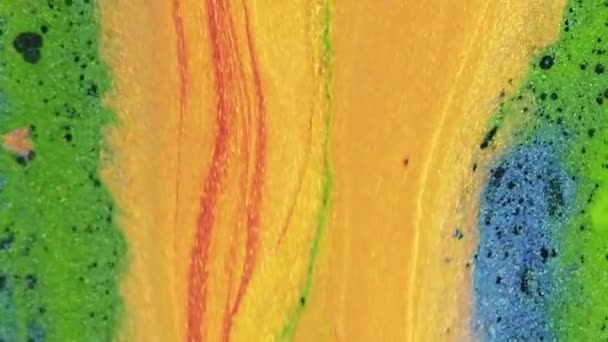 Абстрактний Фон Блискуча Фарба Блискуча Рідка Суміш Яскравий Жовтий Зелений — стокове відео