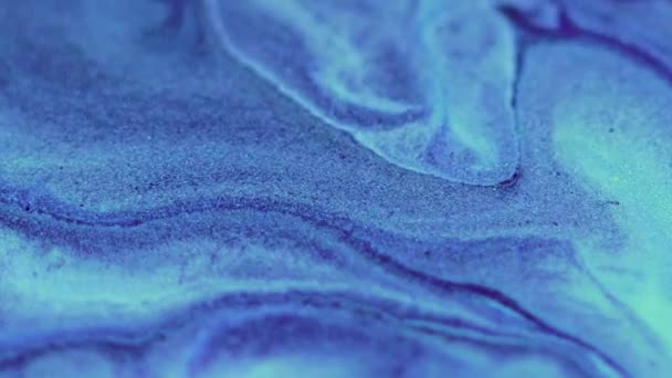 Gelombang Cairan Glitter Tinta Tumpah Warna Biru Kabur Berkilau Tekstur — Stok Video