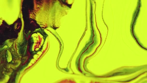 Abstracte Achtergrond Vloeibare Mix Kleurrijke Acryl Kunst Rode Bordeaux Geel — Stockvideo