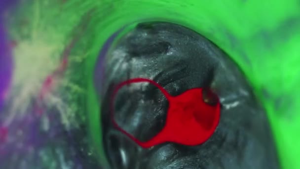 Абстрактный Фон Жидкий Пигмент Искусство Смешивания Пятен Блестящие Блестки Серо — стоковое видео