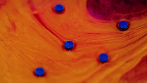Glitter Fluido Onda Pinte Mezcla Agua Desenfocado Brillante Naranja Magenta — Vídeos de Stock