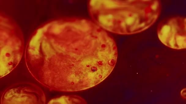 Glitter Bubbles Paint Circles Solar Orbit Defocused Bright Golden Red — Stock Video
