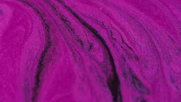 Textura Purpurina Molhada Fluído Espumante Borrão Magenta Rosa Cor Preta — Vídeo de Stock