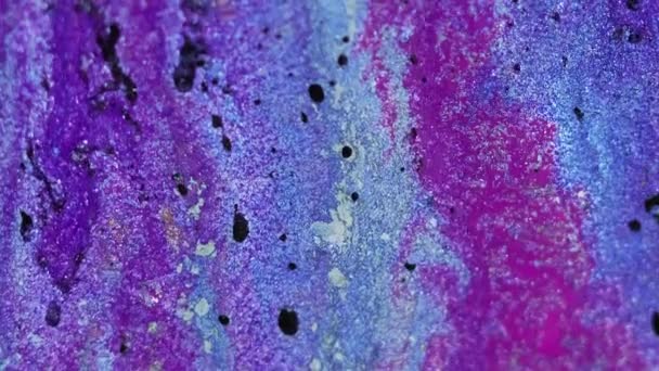 Fond Liquide Scintillant Fluide Pétillant Mouvement Peinture Acrylique Flux Violet — Video