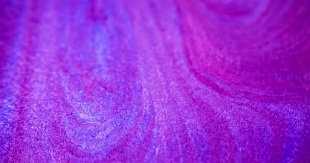 Flüssige Paillettentextur Farbfluss Glitzernde Flüssigkeit Verwischen Lila Rosa Farbe Schimmernden — Stockvideo