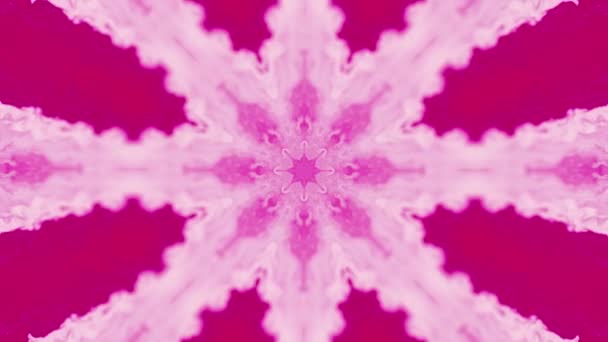 Caleidoscópio Rosa Mandala Tinta Desfocado Brilhante Roxo Branco Cor Simétrica — Vídeo de Stock