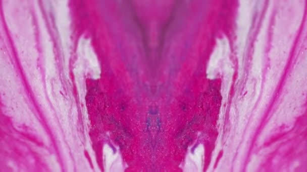 Малювати Розливання Чорнильний Фрактал Розфокусований Пурпуровий Рожевий Білий Колір Мерехтливої — стокове відео