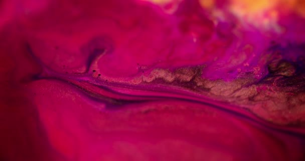 Glitter Vloeistofgolf Verfdruppel Waas Roze Paarse Kleur Metallic Glinsterende Pailletten — Stockvideo
