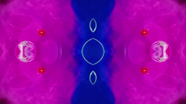 Νεο Ομίχλη Φούσκες Μελάνι Καλειδοσκόπιο Φουτουριστικό Portal Defocused Ματζέντα Ροζ — Αρχείο Βίντεο