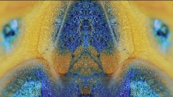 Абстрактный Фон Блестящая Волна Жидкая Магия Блестящие Декоративные Синие Желтые — стоковое видео