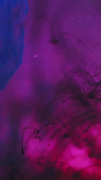 Κάθετο Βίντεο Χρωματισμός Υποβάθρου Νερού Σταγόνα Μελανιού Χρώμα Splash Φωτεινό — Αρχείο Βίντεο