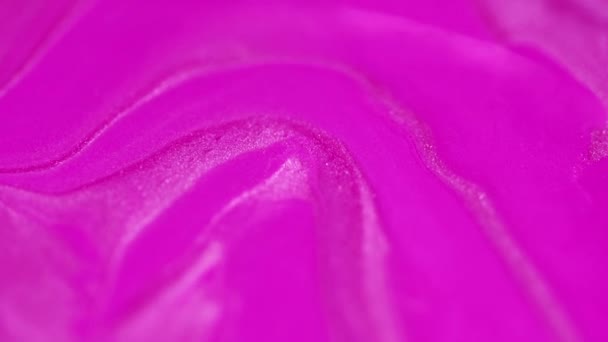 ペイントミックス シャイマーインフルエンザ 不分割されたピンクの白い色の光沢のある粒子の質インクの混合は美しいアクリルの催眠の流れの芸術の抽象的な背景を広げます — ストック動画