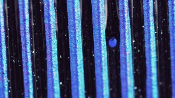 Glitter Bläck Bakgrund Färgblandning Skimrande Spill Mousserande Svart Flytande Korn — Stockvideo