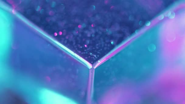 Poutres Néon Des Particules Volantes Défocalisé Bleu Rose Violet Azur — Video