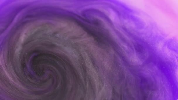 闪耀的烟雾 丙烯酸水旋转 流星雨紫色 流动的薄雾 霓虹灯 闪烁的粒子 抽象艺术背景 — 图库视频影像