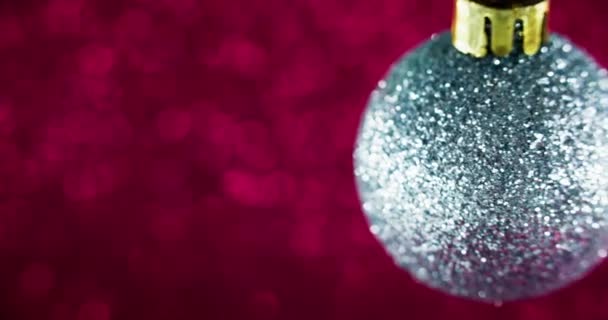 Γιορτινά Στολίδια Χριστουγεννιάτικες Διακοπές Χειμερινή Διακόσμηση Ασημένια Μεταλλική Glitter Υφή — Αρχείο Βίντεο