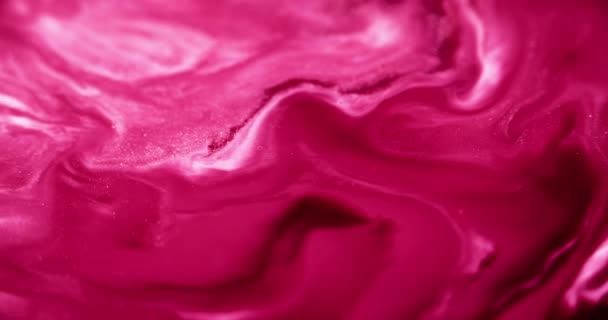 Fluido Purpurina Tinta Brillante Marmol Líquido Blur Rosa Rojo Blanco — Vídeo de stock