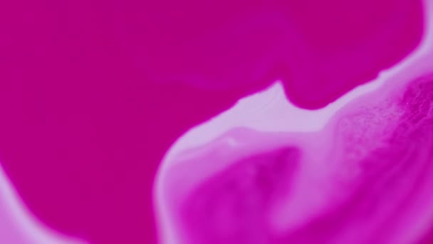 Тло Розливу Чорнила Акрилова Рідина Розмивання Яскраво Рожевого Пігменту Пляма — стокове відео